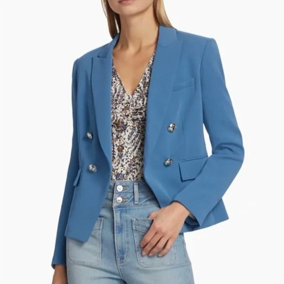 NWT Veronica Beard Gail Dickey Double Breasted Crepe Blazer Lagoon Blue Size 4 - Picture 5 of 10